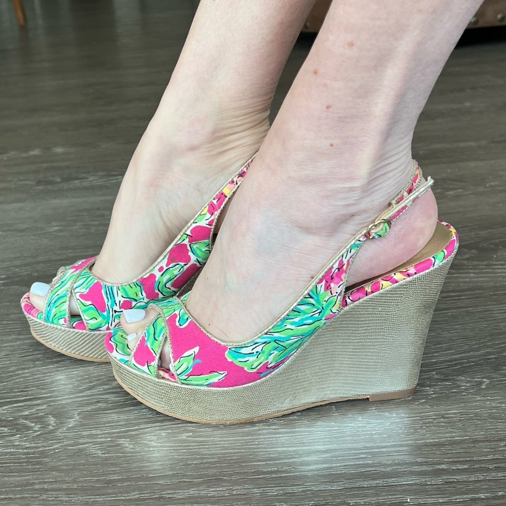 Lilly Pulitzer peep toe Ginger wrap wedge sandals -8